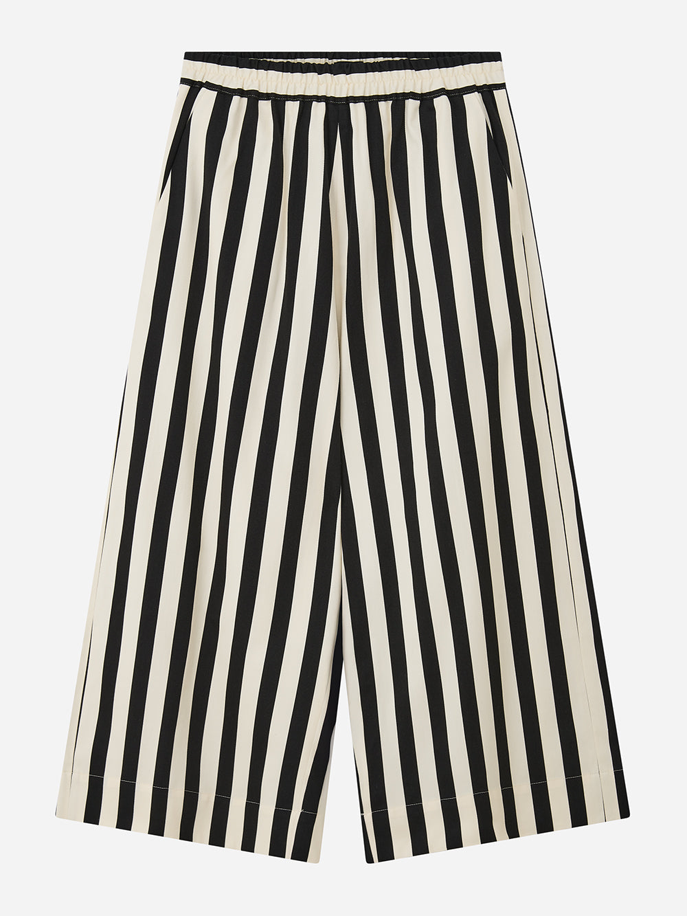 Black Striped Wide Leg Trousers