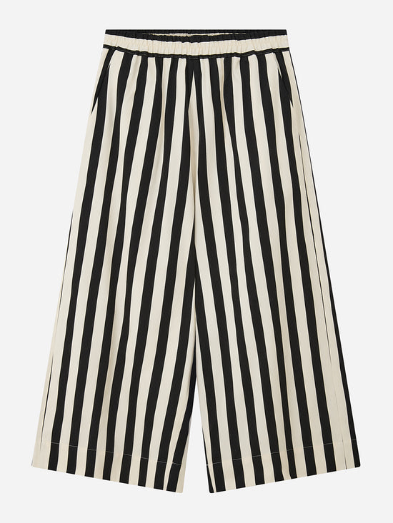 Black Striped Wide Leg Trousers