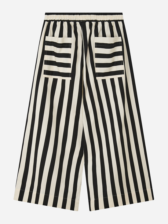 Black Striped Wide Leg Trousers