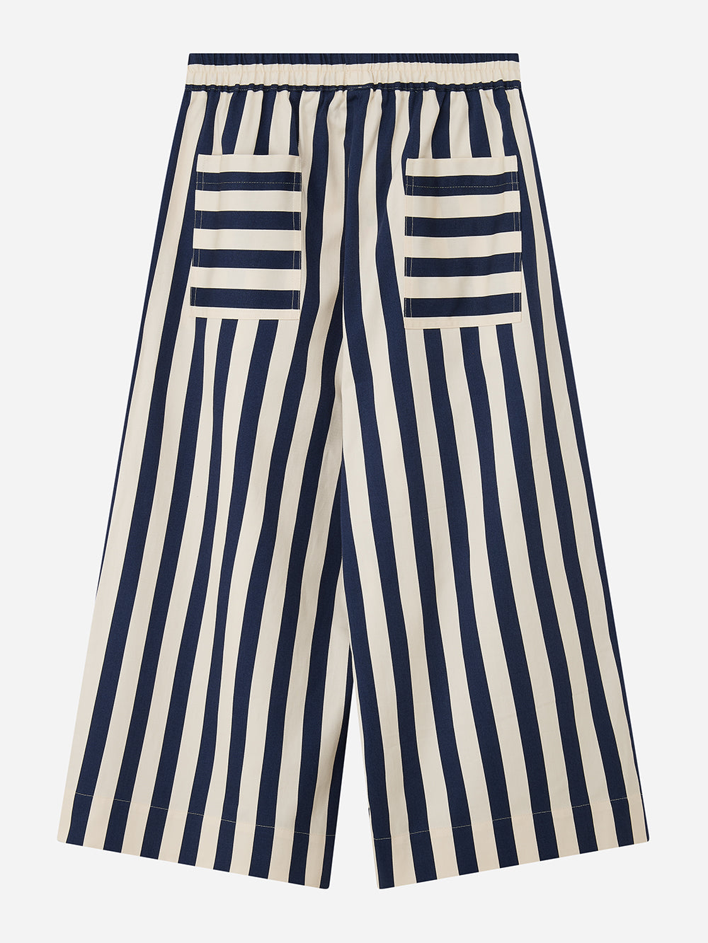 Navy Striped Wide Leg Trousers