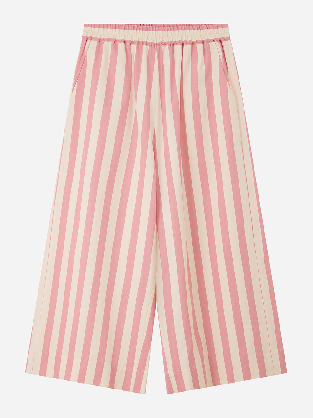 Pink Striped Wide Leg Trousers