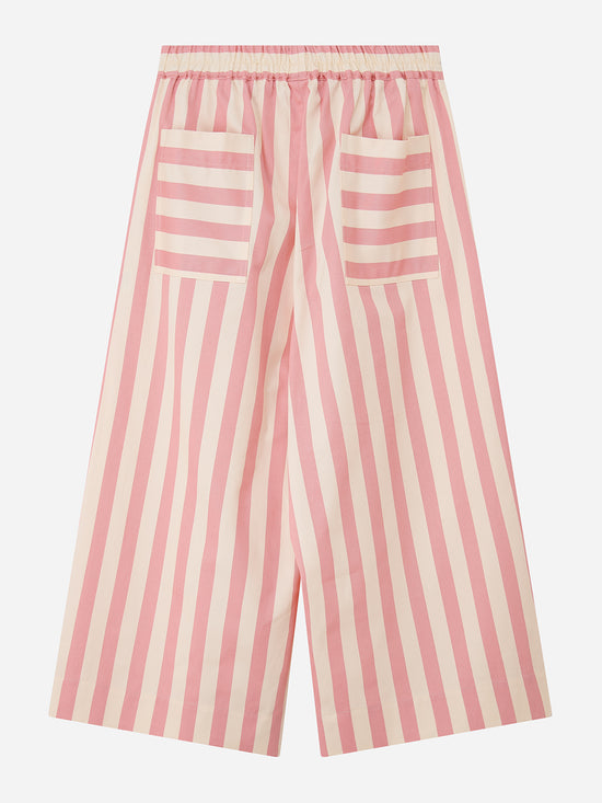 Pink Striped Wide Leg Trousers