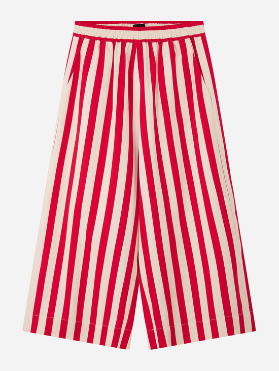 Red Striped Wide Leg Trousers