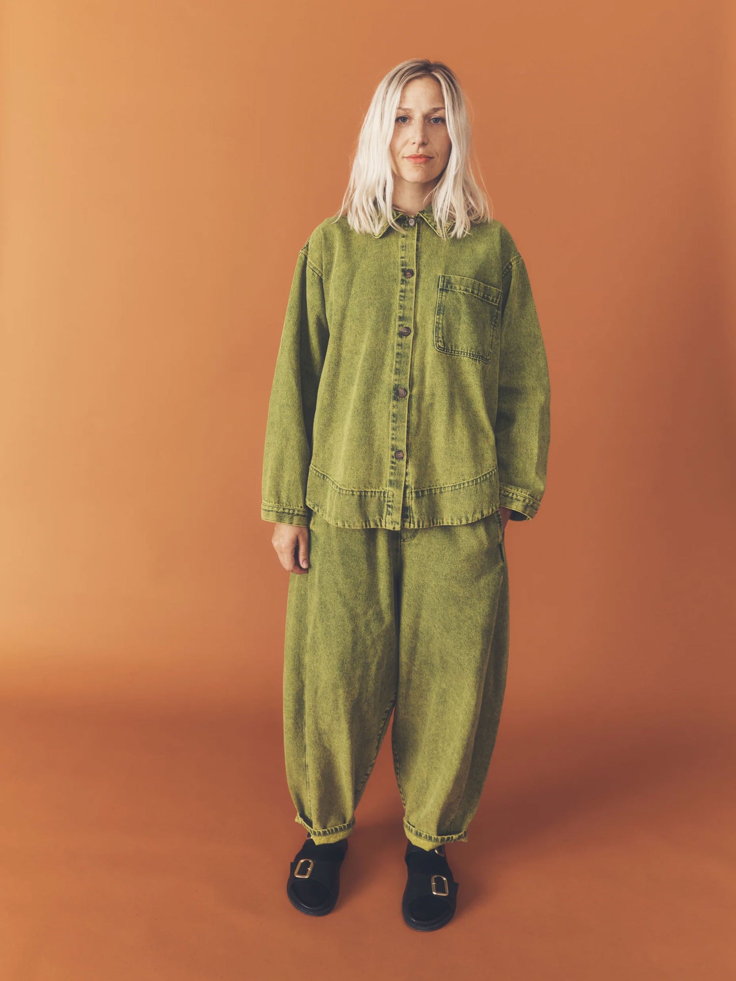 Green Overdye Denim Manu Trousers