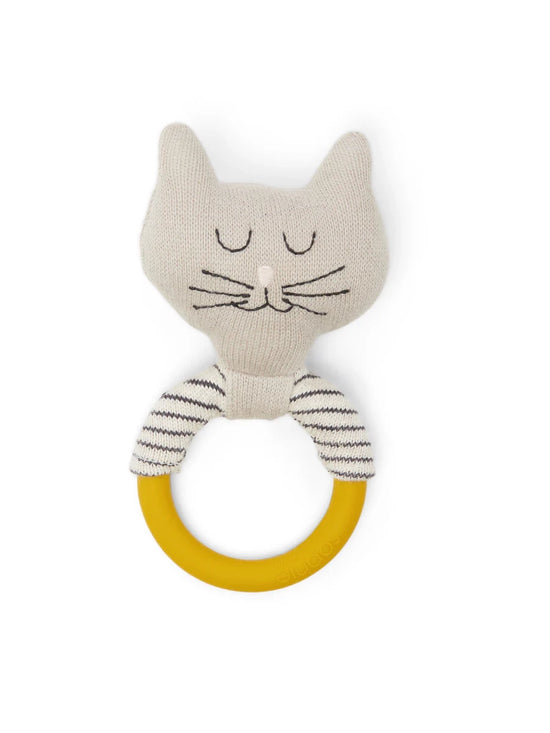 Cat Knit & Silicone Teether Rattle