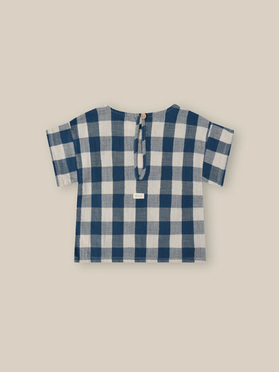 Load image into Gallery viewer, Pottery Blue Gingham Boxy T-shirt

