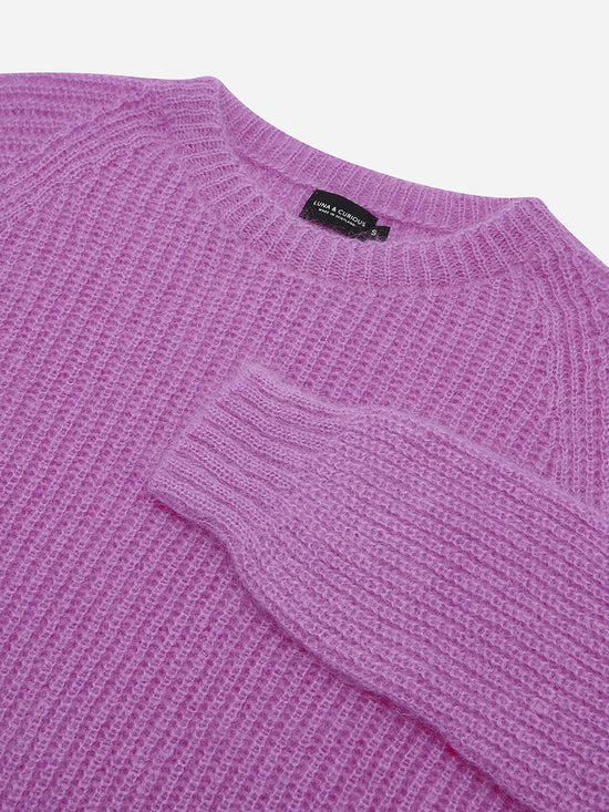 Taffy Pink Mohair Rib Sweater