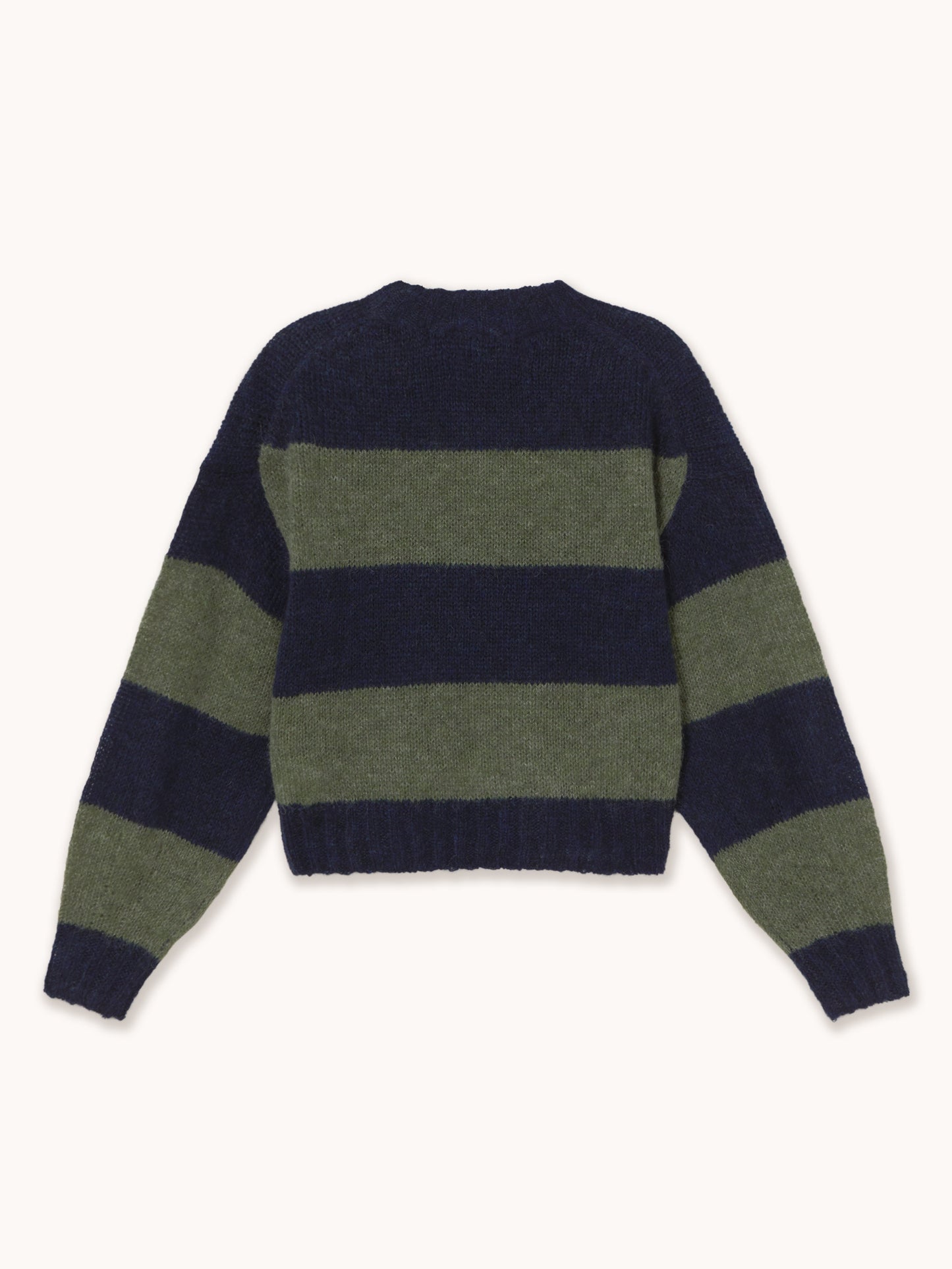 Navy & Khaki Oversized Striped Sweater