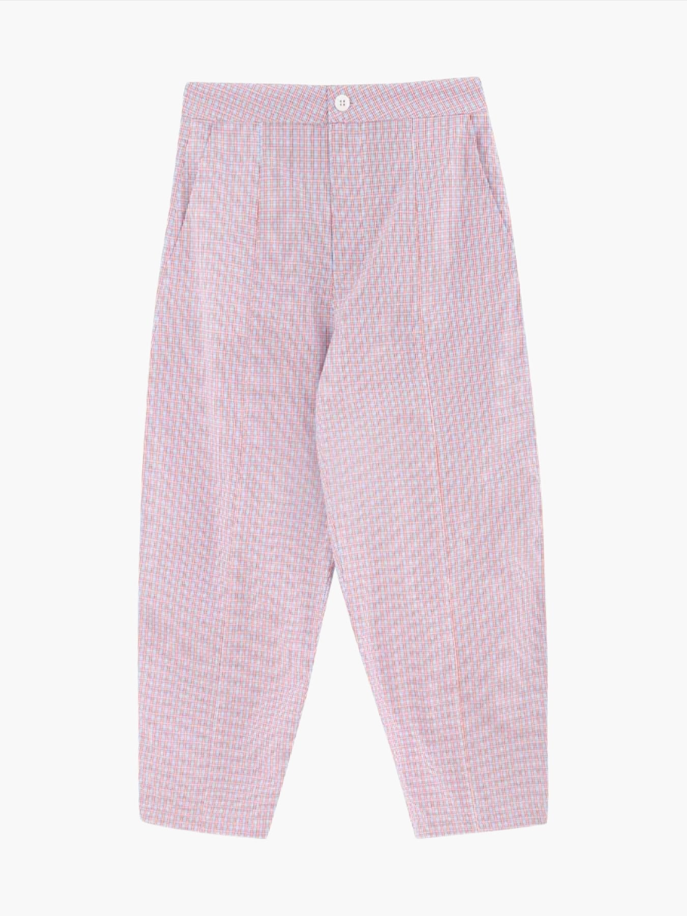 Deep Red & Off White Cutlines Trousers
