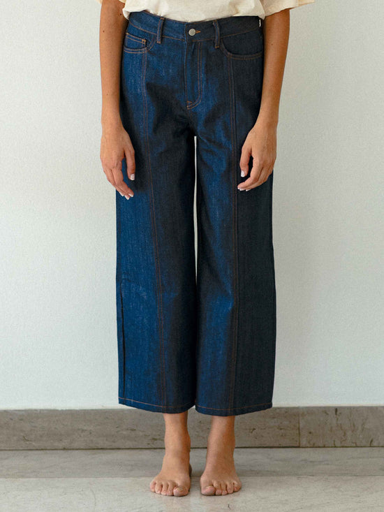 Deep Indigo Berta Denim Cutlines Trousers