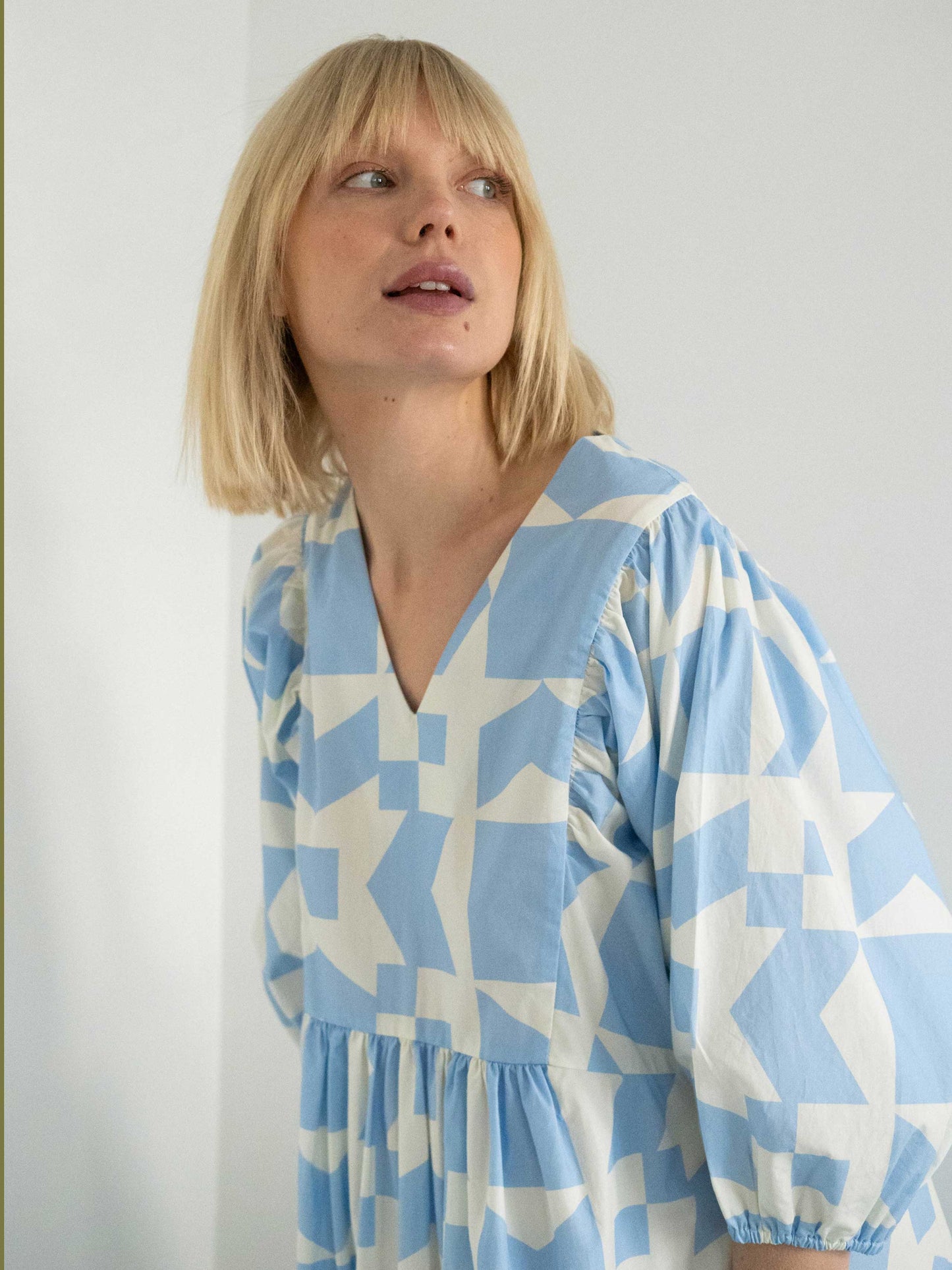 Geometric Voluminous Sleeve Dress