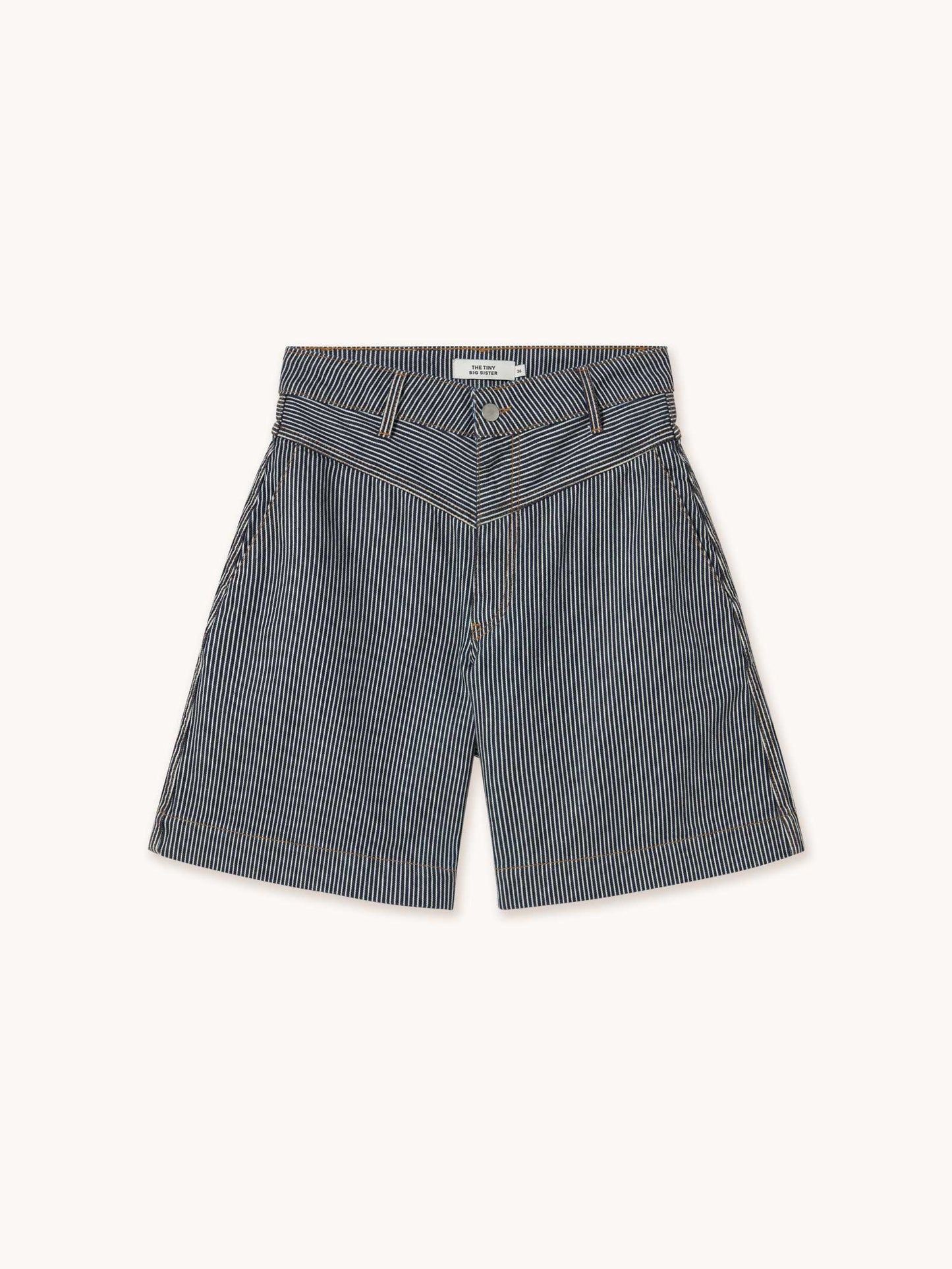 Denim Striped Bermuda Shorts