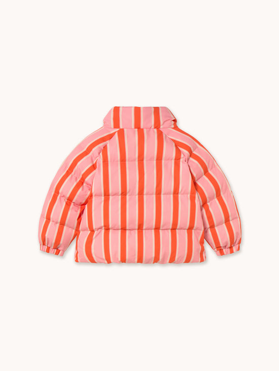 Red & Pink Retro Stripes Short Padded Jacket