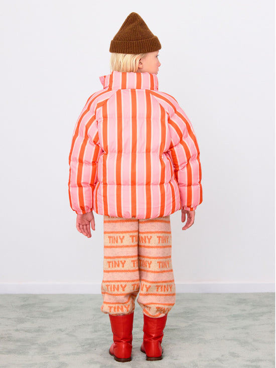 Red & Pink Retro Stripes Short Padded Jacket