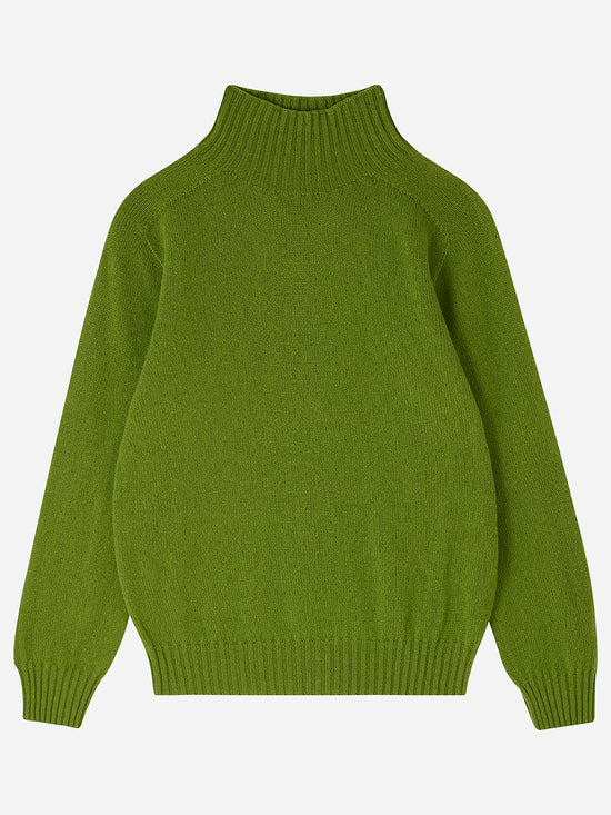 Vivid Green Mock Turtleneck Sweater