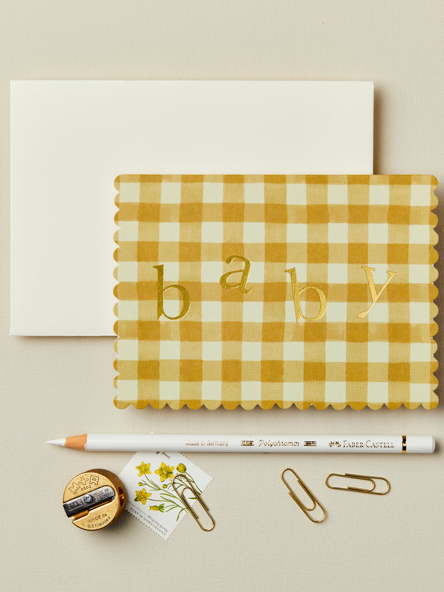 Load image into Gallery viewer, Mustard Gingham Baby Card
