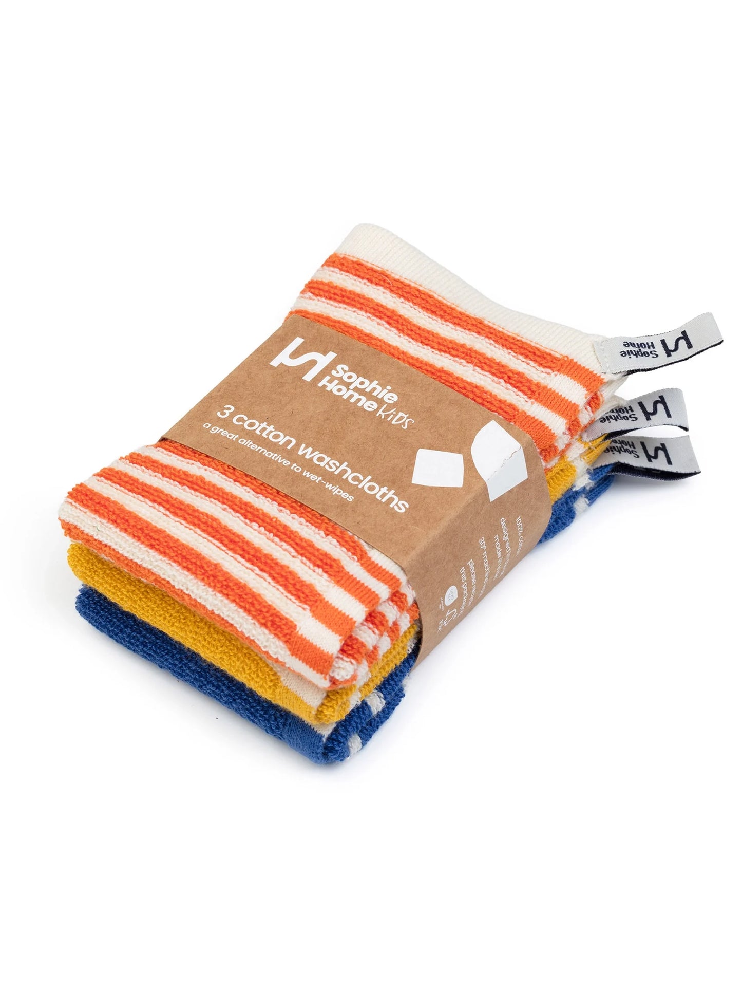 Striped Orange Terry Washcloths