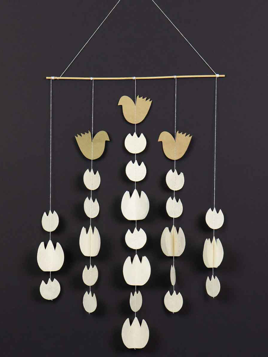 White Tulips & Golden Birds Mobile