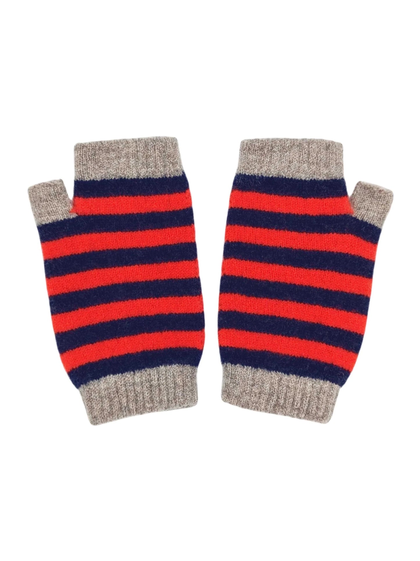 Navy & Red Stripe Wrist Warmers