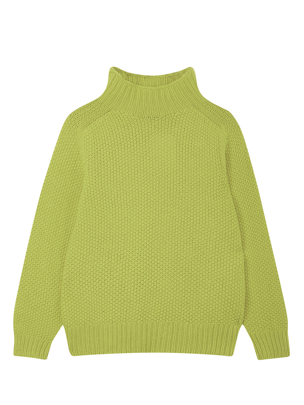 Green Moss Stitch Turtleneck Jumper
