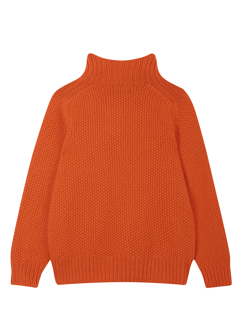 Orange Moss Stitch Turtleneck Jumper