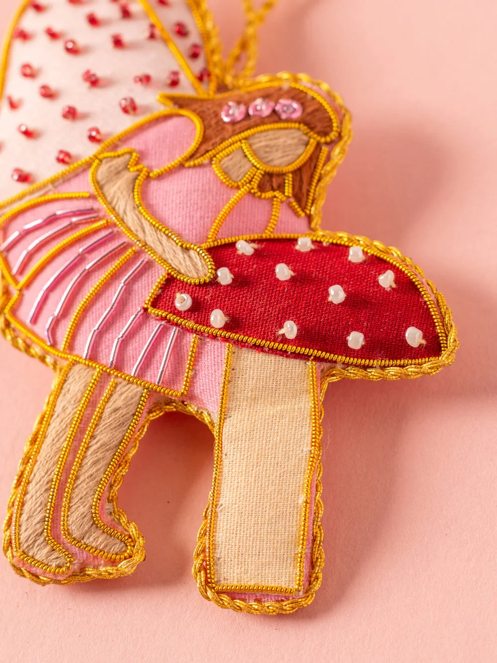 Fairy & Toadstool Beaded Decoration