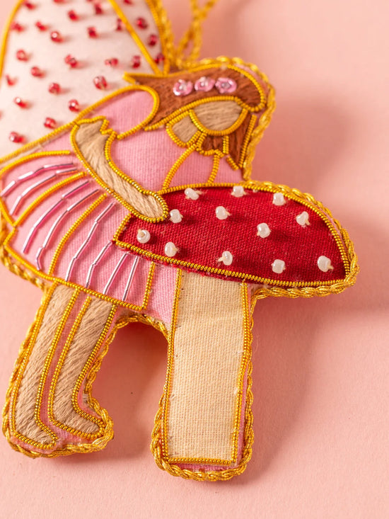 Fairy & Toadstool Beaded Decoration