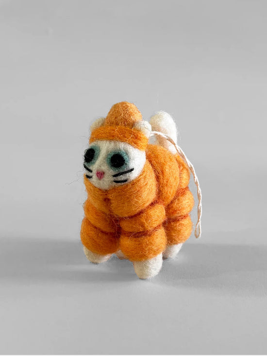 Lee, Cat in Orange Puffa Hanging Felt Ornament