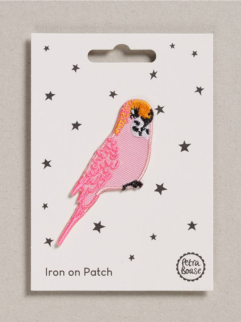 Pink Budgie Iron on Patch