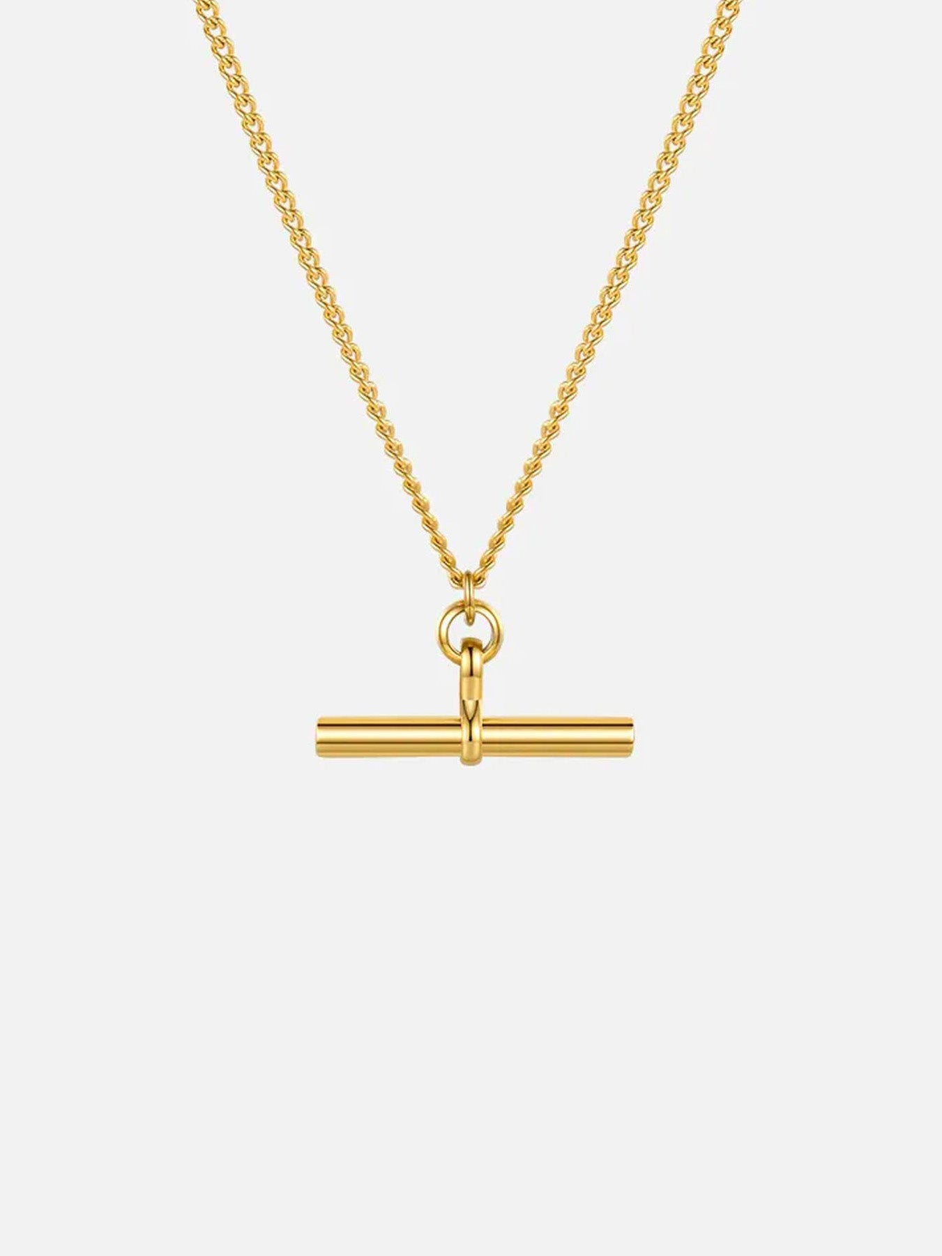 Gold T-Bar Chain Necklace