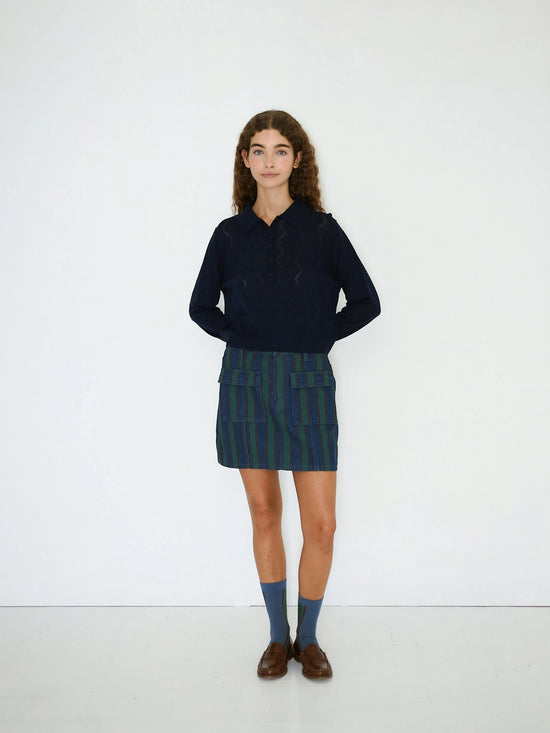 Striped Denim Mini Skirt