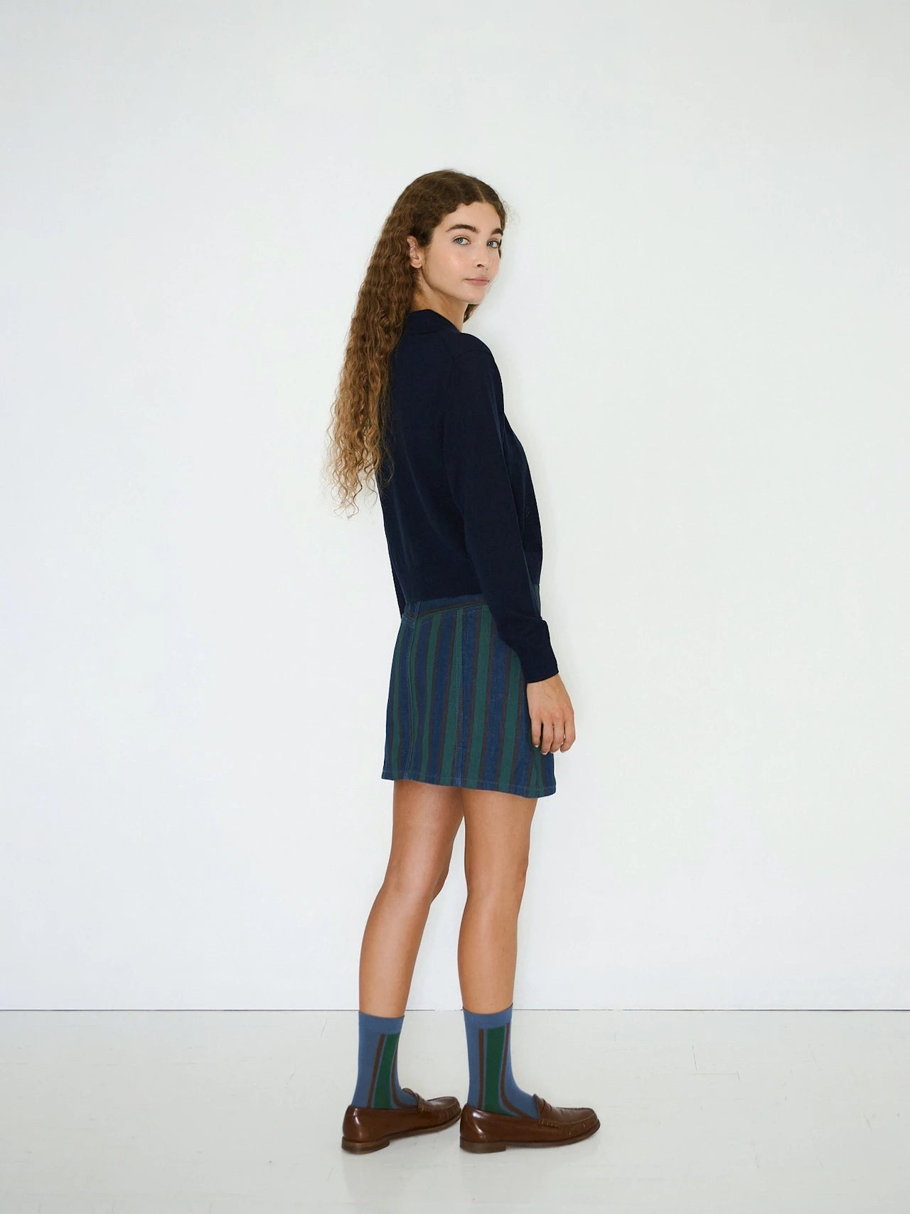 Striped Denim Mini Skirt