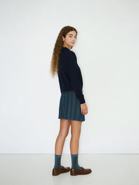 Striped Denim Mini Skirt