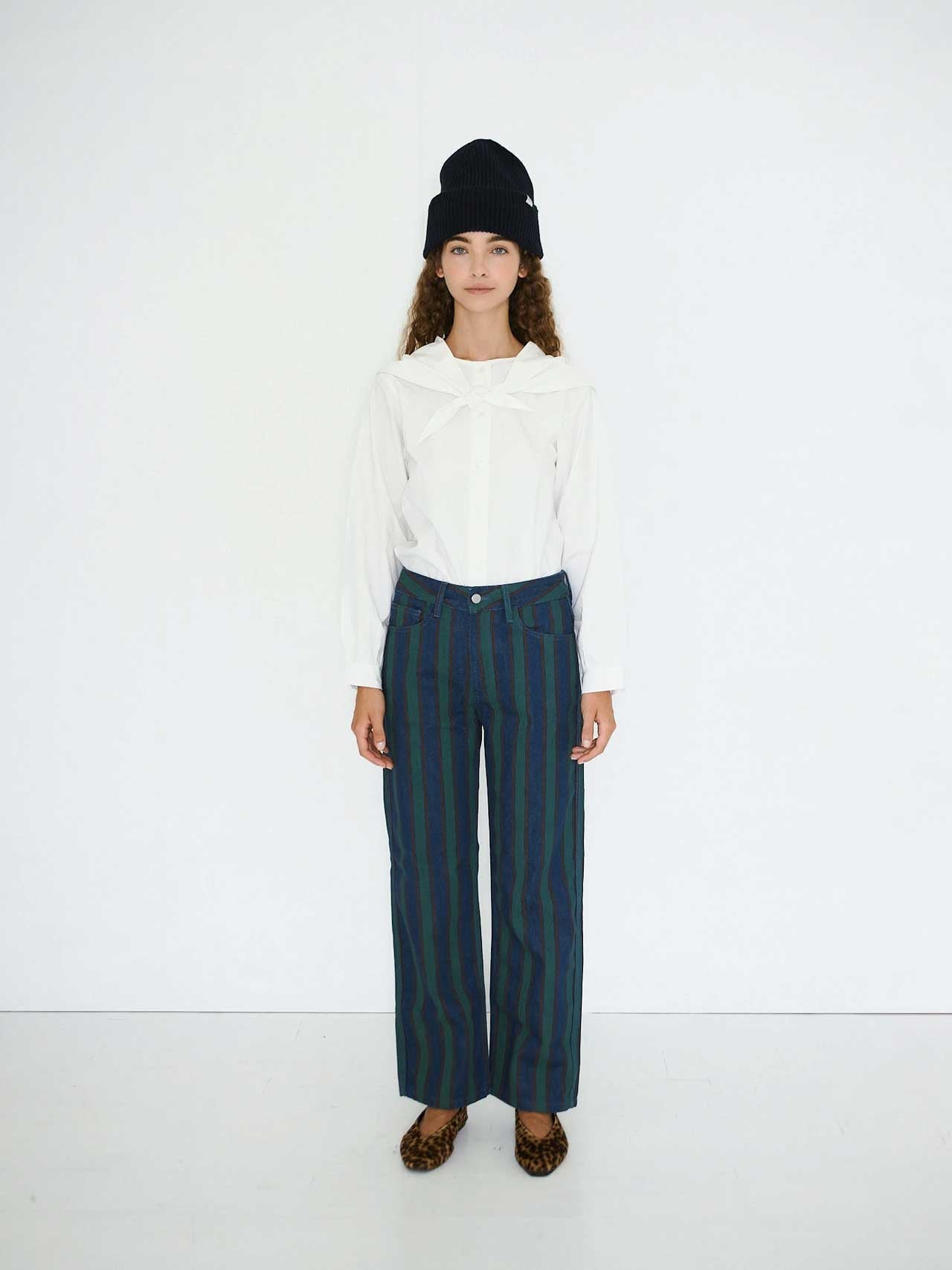 White Scarf Neck Blouse