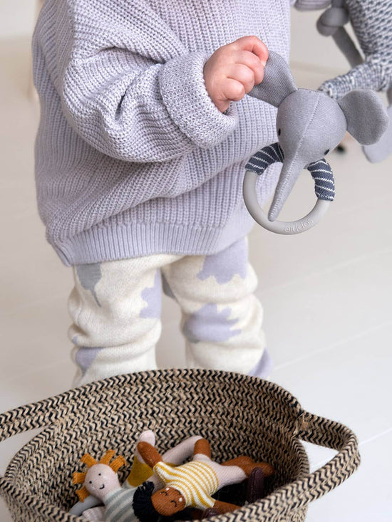 Elephant Knit & Silicone Teether Rattle