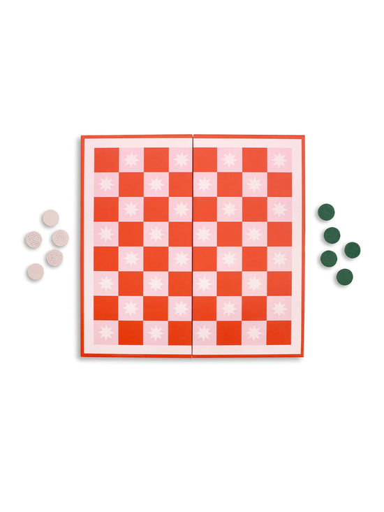 2-in-1 Checkers & Backgammon Board