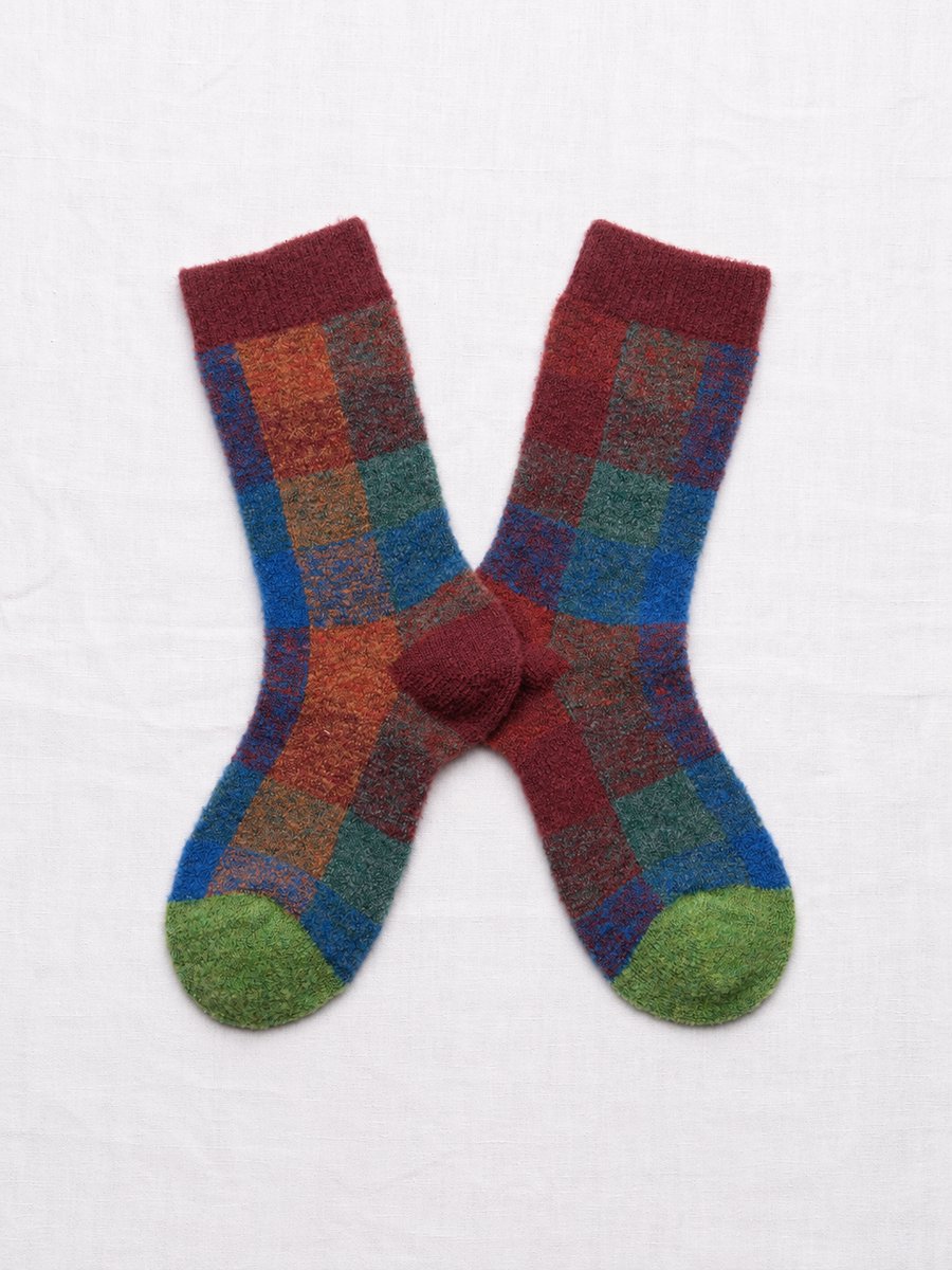Indigo Tiles Mousse Wool Socks