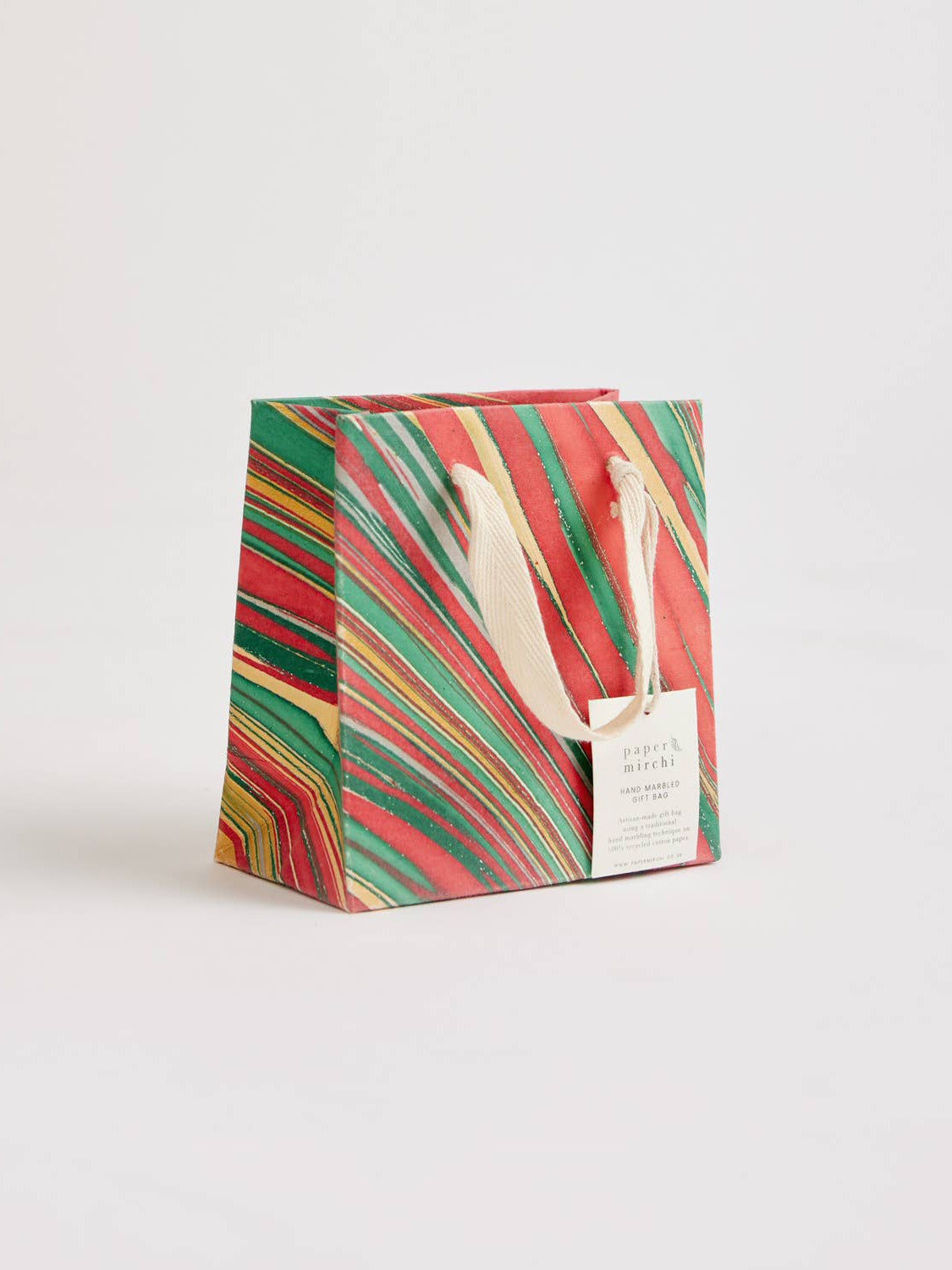 Striations Festive Hand Marbled Gift Bag