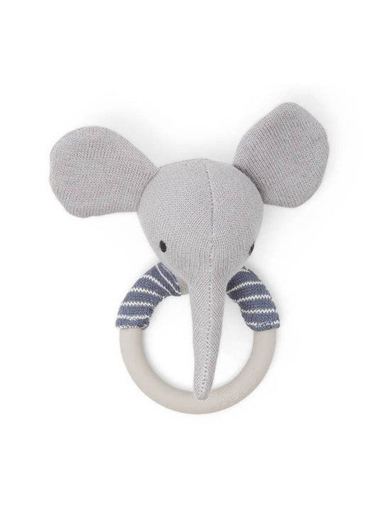 Elephant Knit & Silicone Teether Rattle