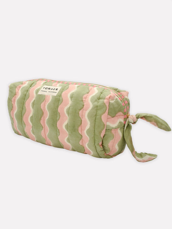 Mint Whirly Quilted Wash Bag