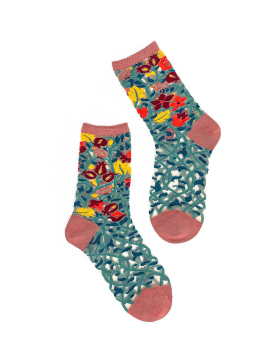 Tapestry Vines Sheer Crew Sock