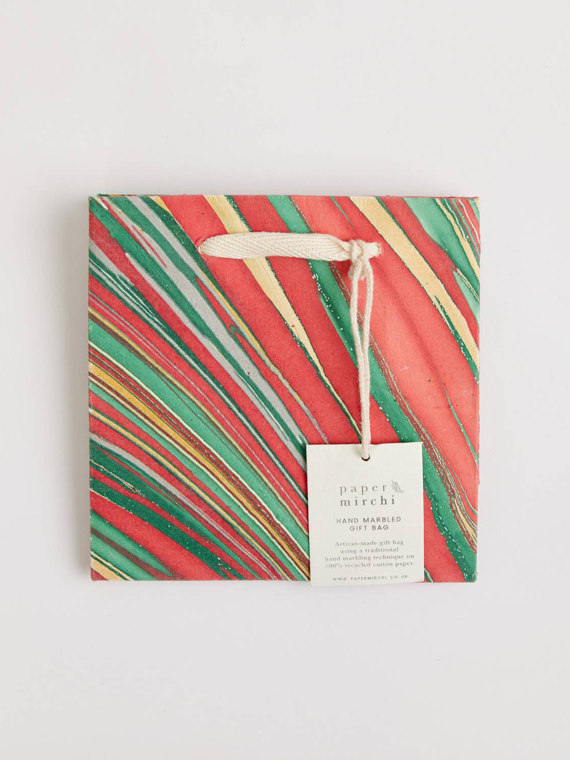 Striations Festive Hand Marbled Gift Bag