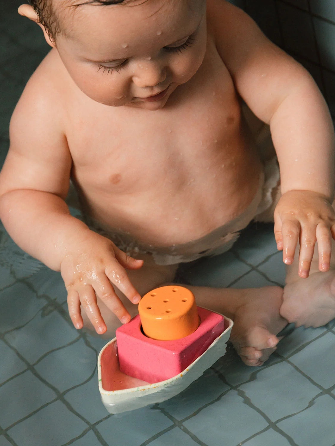 Orange Upcycled Boat Bath Toy