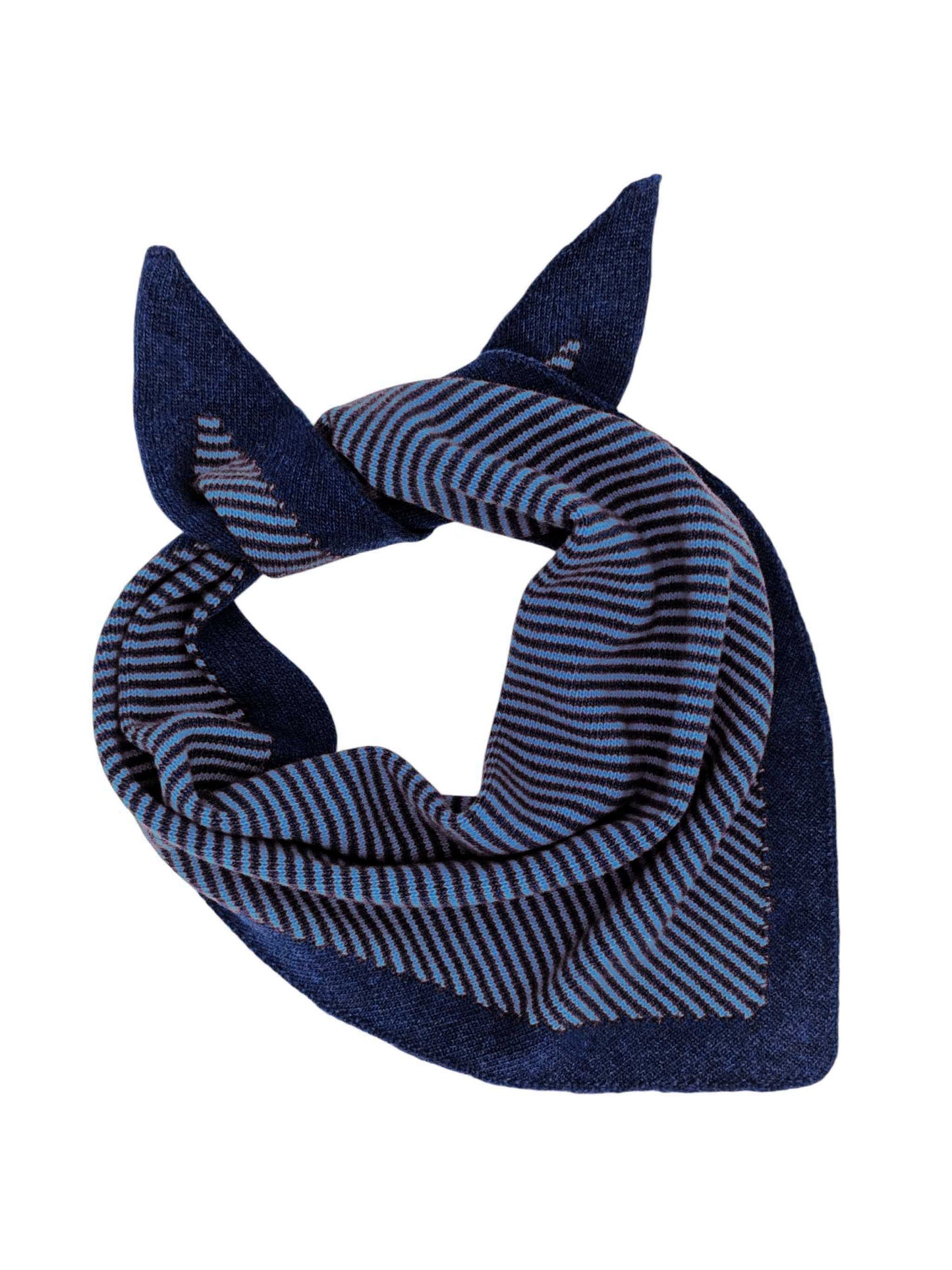 Navy Marl & China Blue Striped Triangle Scarf