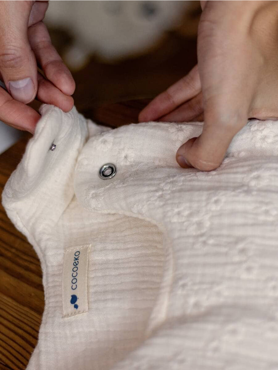 Embroidered Ecru Cotton Sleeping Bag