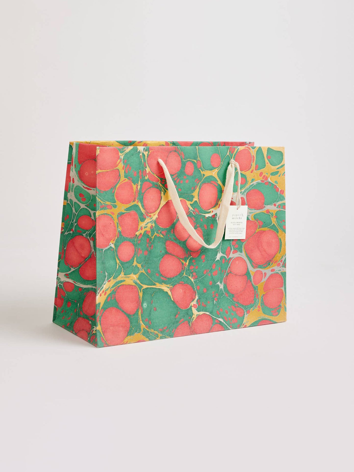 Stone Festive Hand Marbled Gift Bag