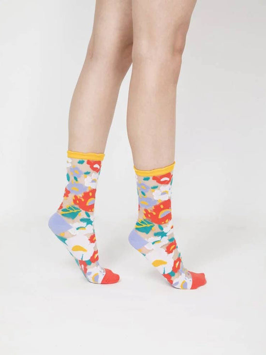 Yellow Flower Garden Sheer Socks