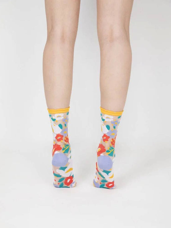 Yellow Flower Garden Sheer Socks