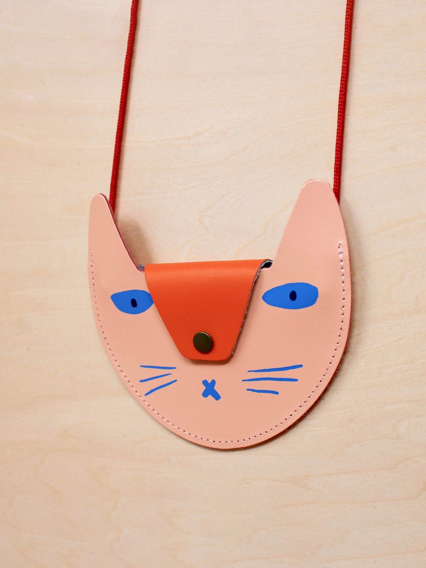 Pale Pink & Orange Cat Pocket Purse