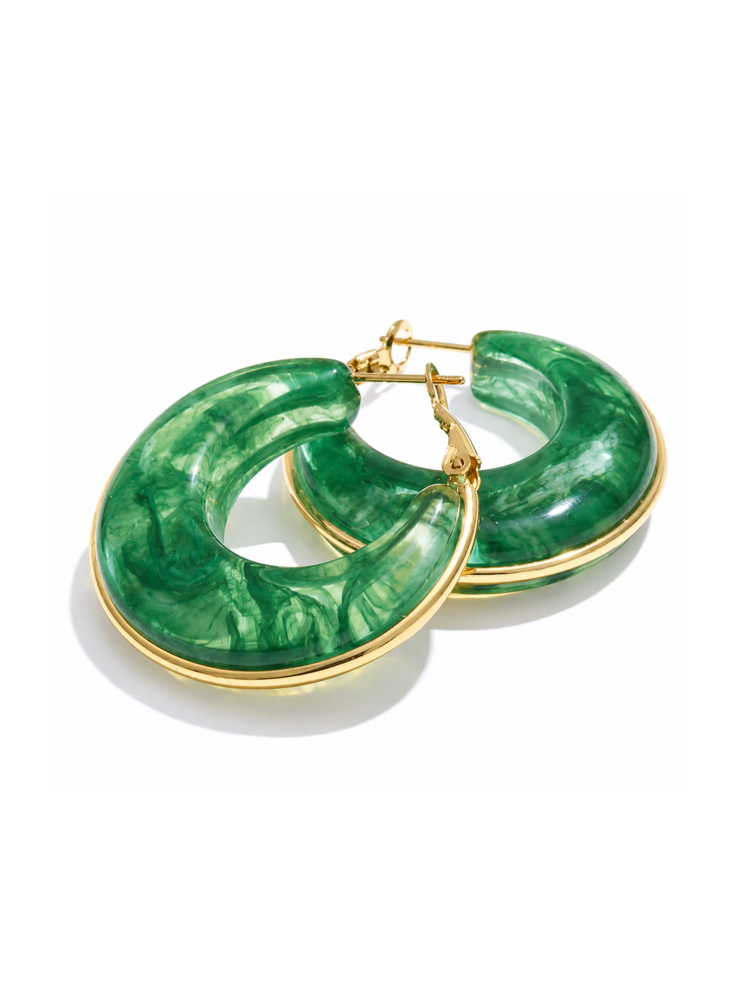 Green Acrylic Hoop Earrings